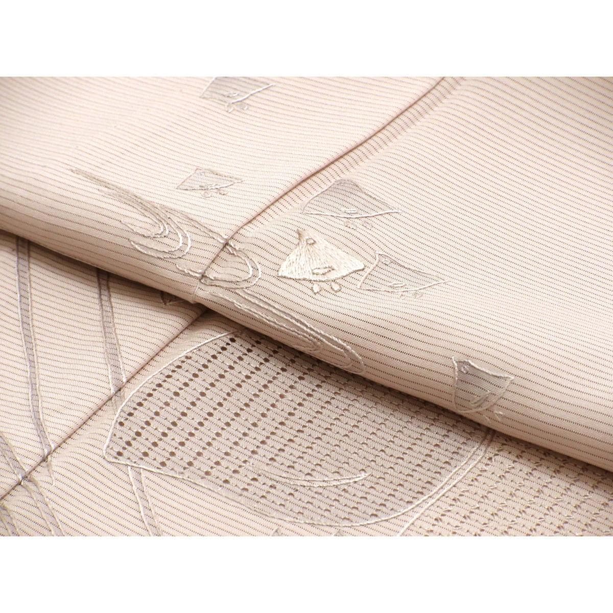 【未使用品】単衣　駒絽訪問着　刺繍加工　蔓柏