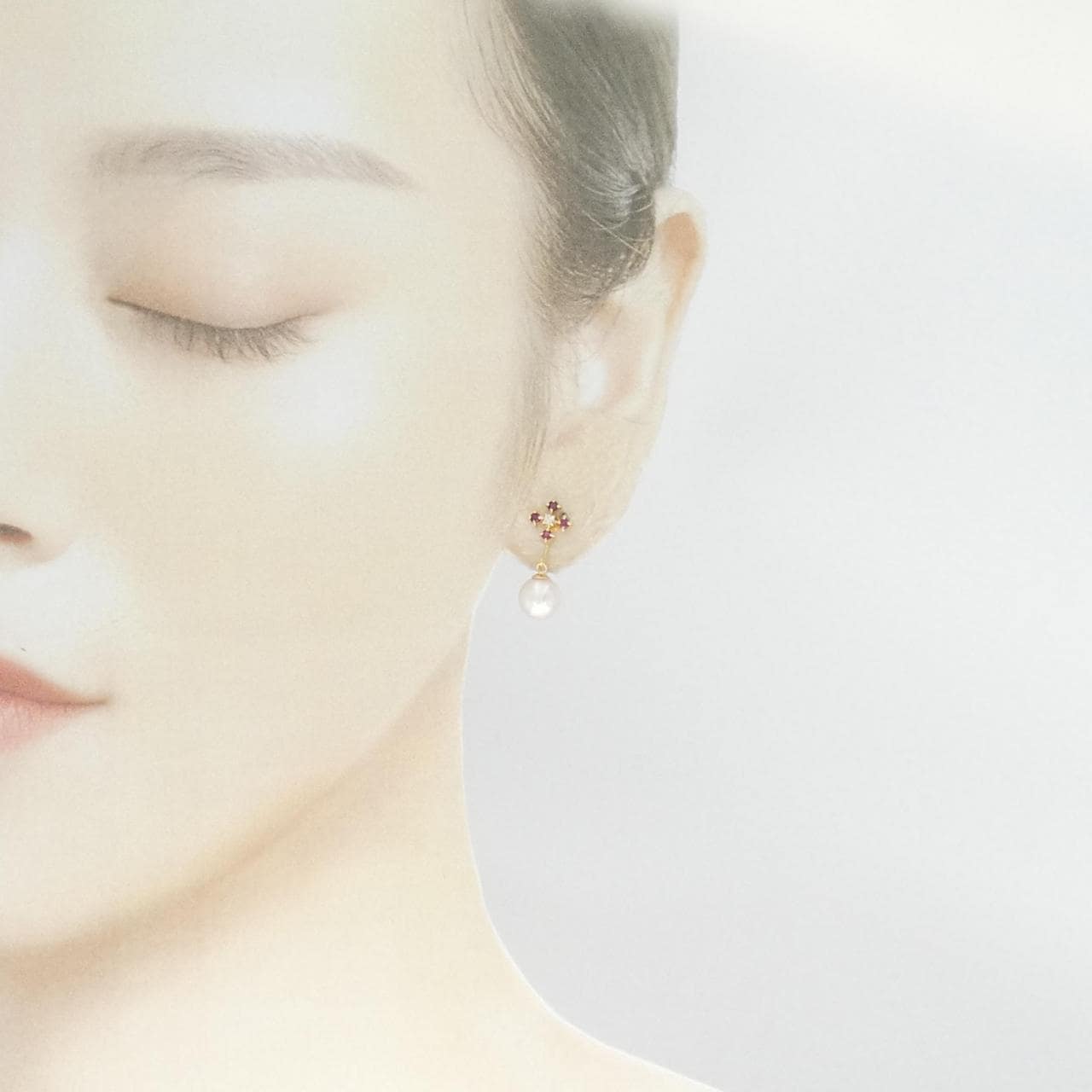 K18YG color stone earrings