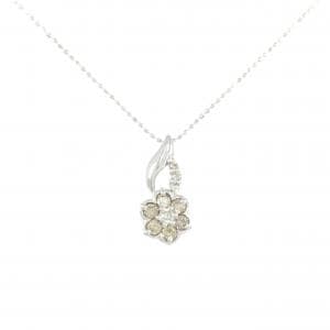 K18WG フラワー ダイヤモンド ネックレス 0.50CT