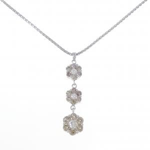 K18WG フラワー ダイヤモンド ネックレス 1.95CT