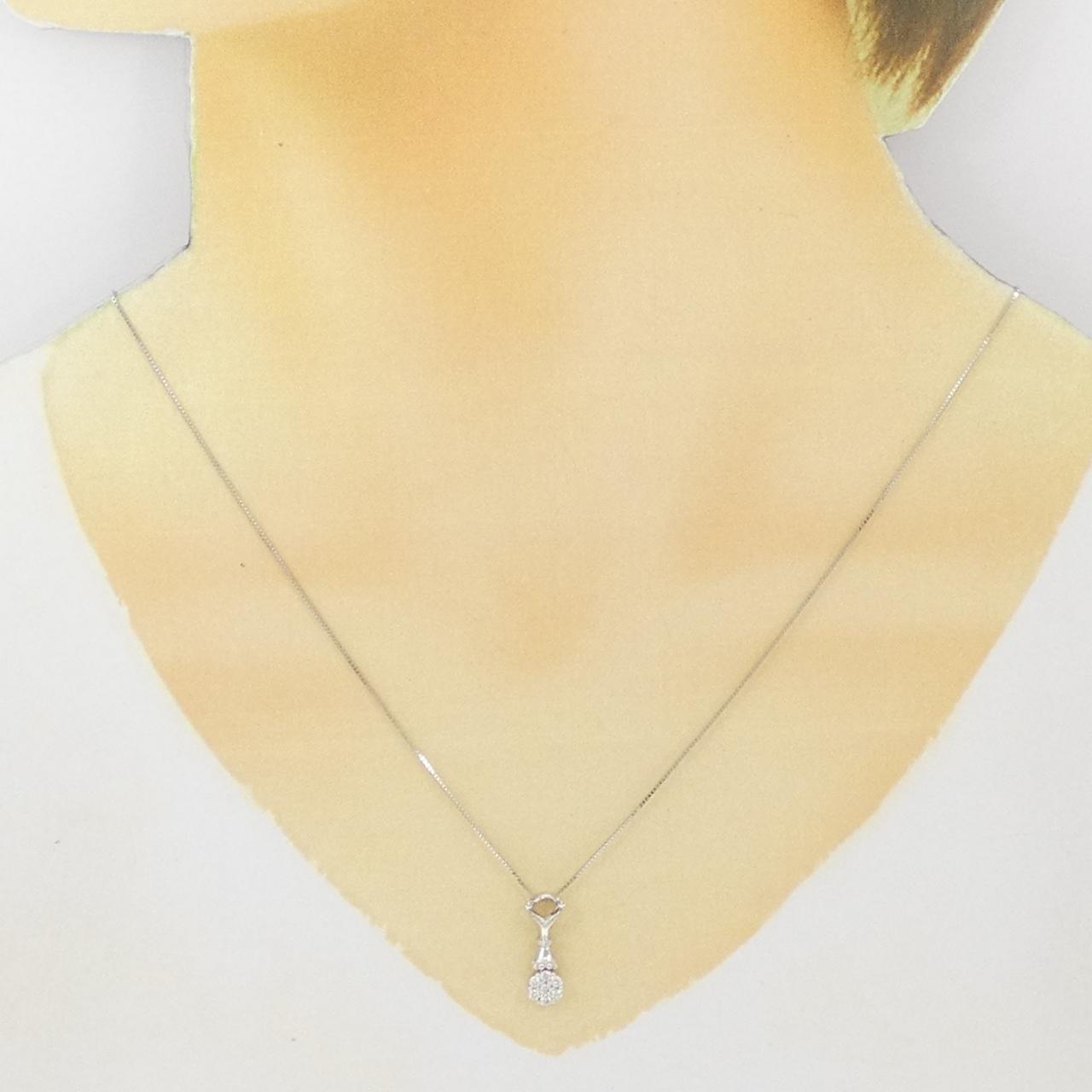 K18WG フラワー ダイヤモンド ネックレス 0.18CT