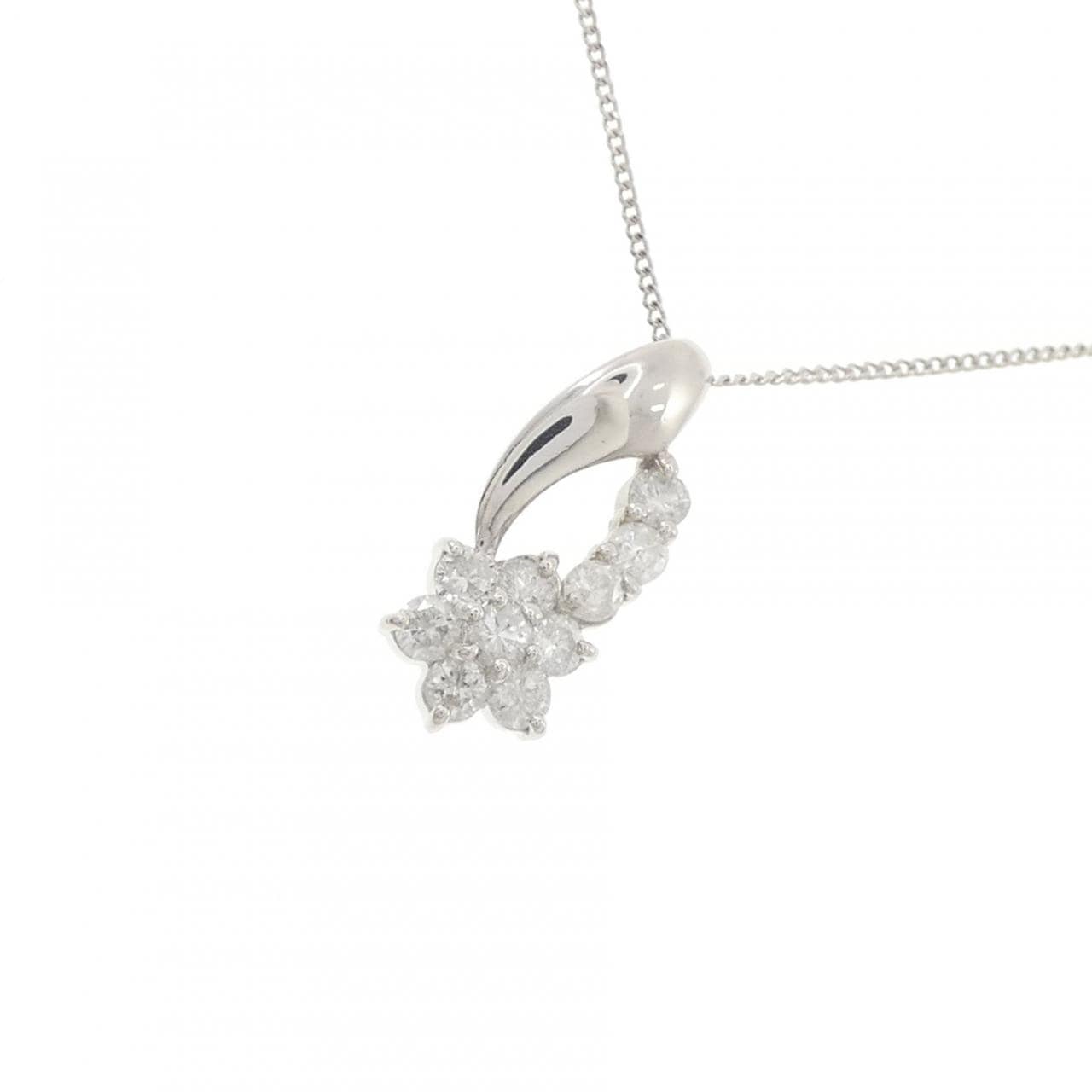 PT900/PT850 フラワー ダイヤモンド ネックレス 0.50CT