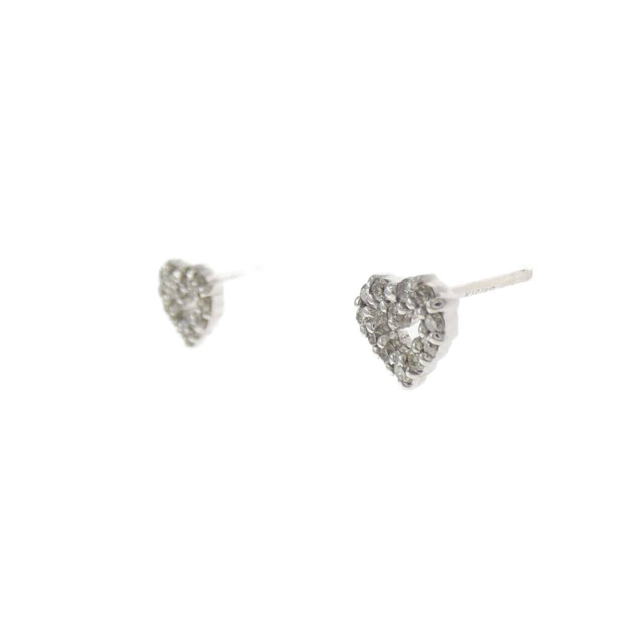 K18WG Heart Diamond Earrings 0.16CT