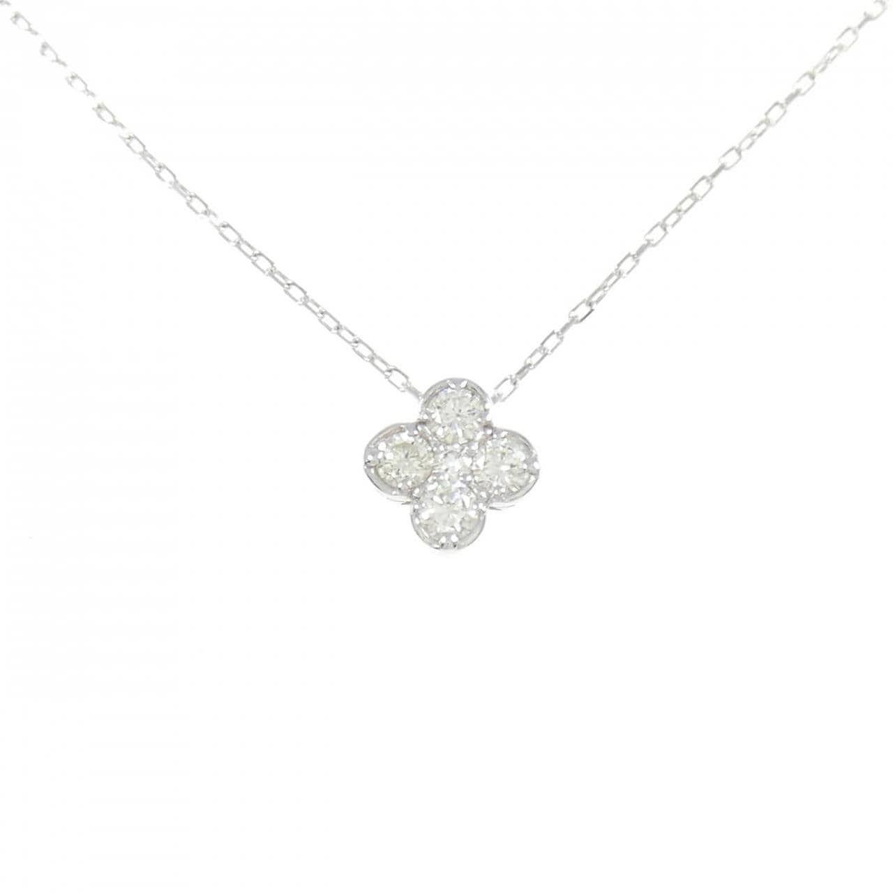 K18WG フラワー ダイヤモンド ネックレス 0.25CT