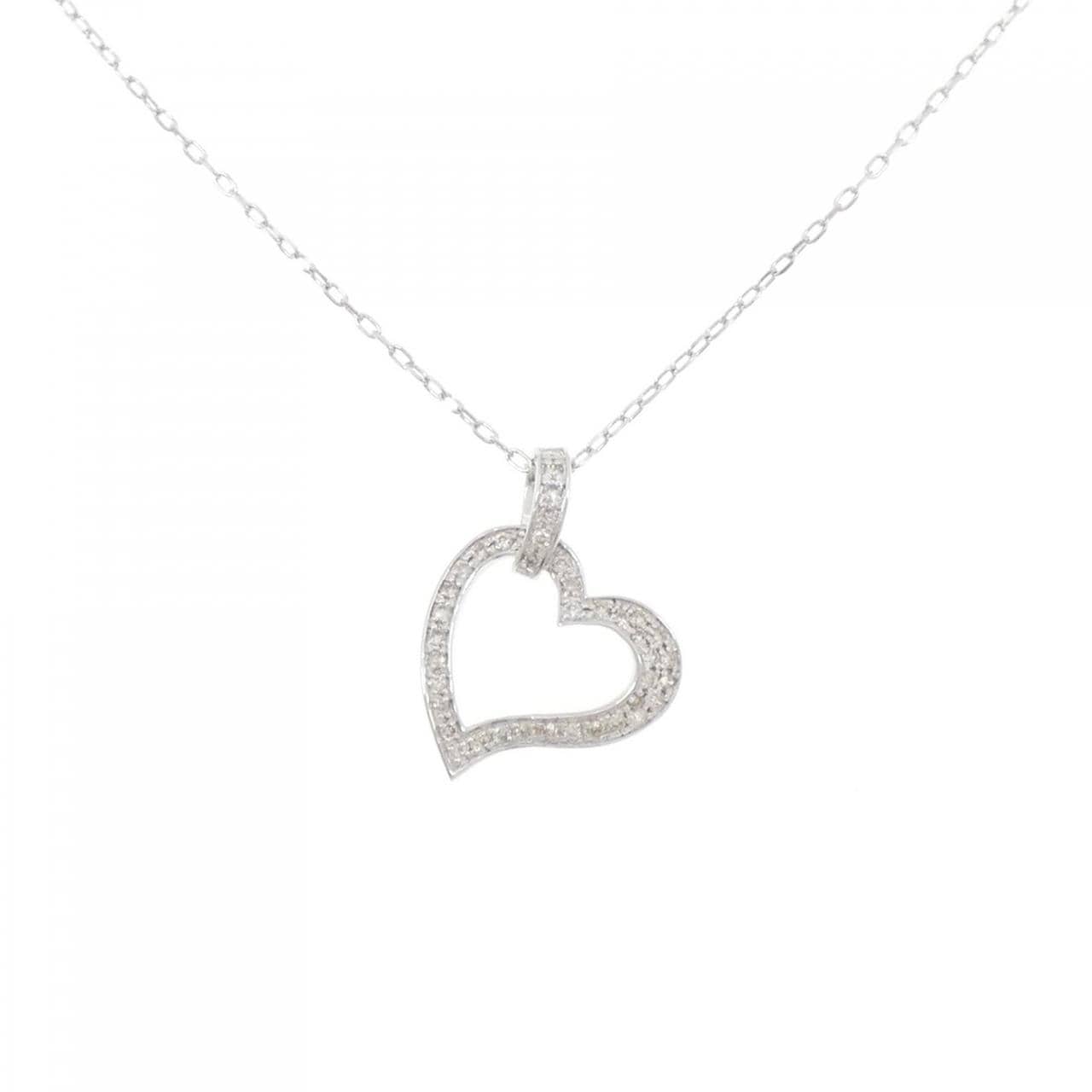 K18WG ハート ダイヤモンド ネックレス 0.20CT