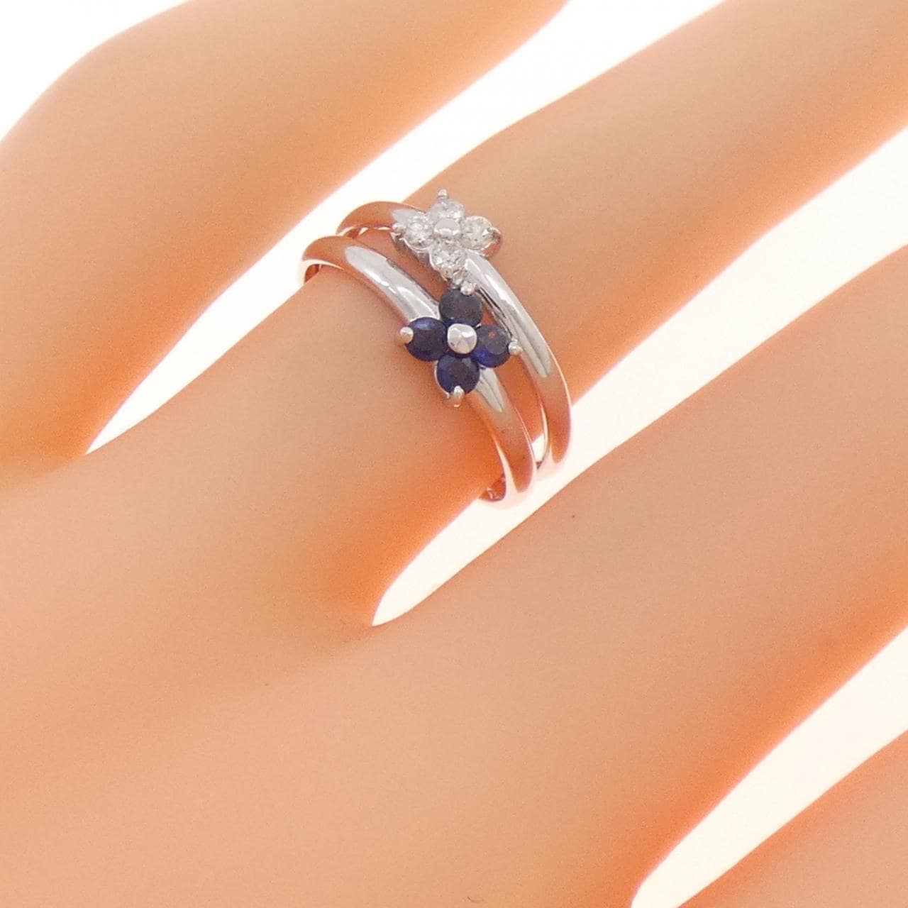 K14WG花朵蓝宝石戒指