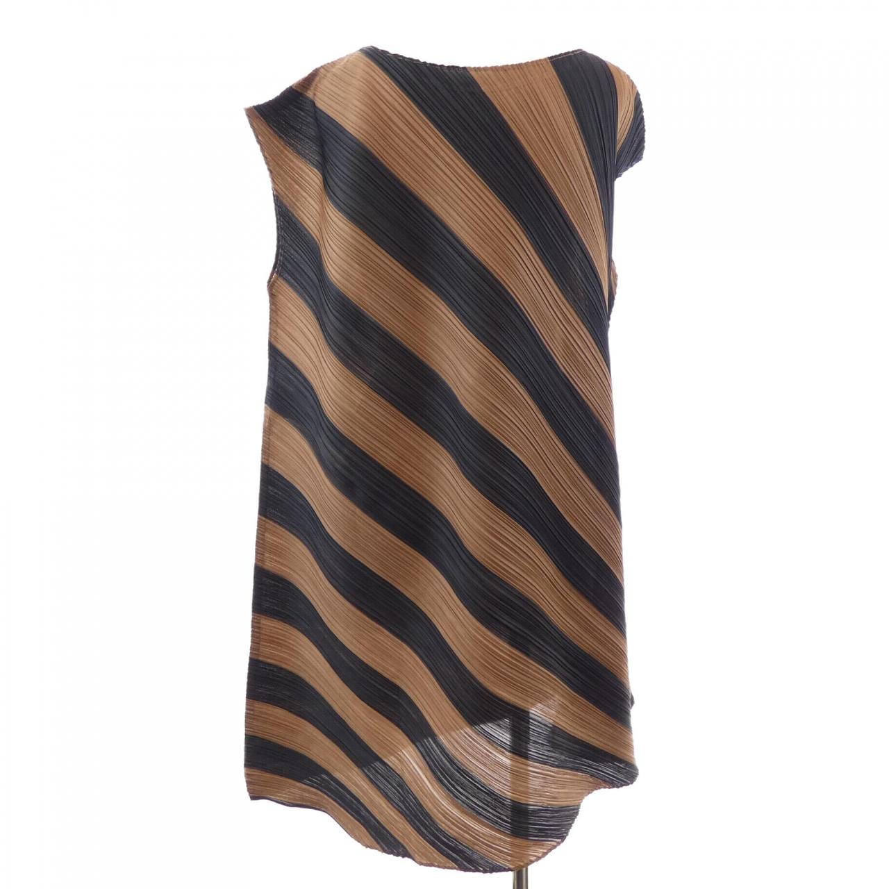 プリーツプリーズ PLEATS PLEASE 2015 ストライプ PP53-JH783 7570058 ワンピース