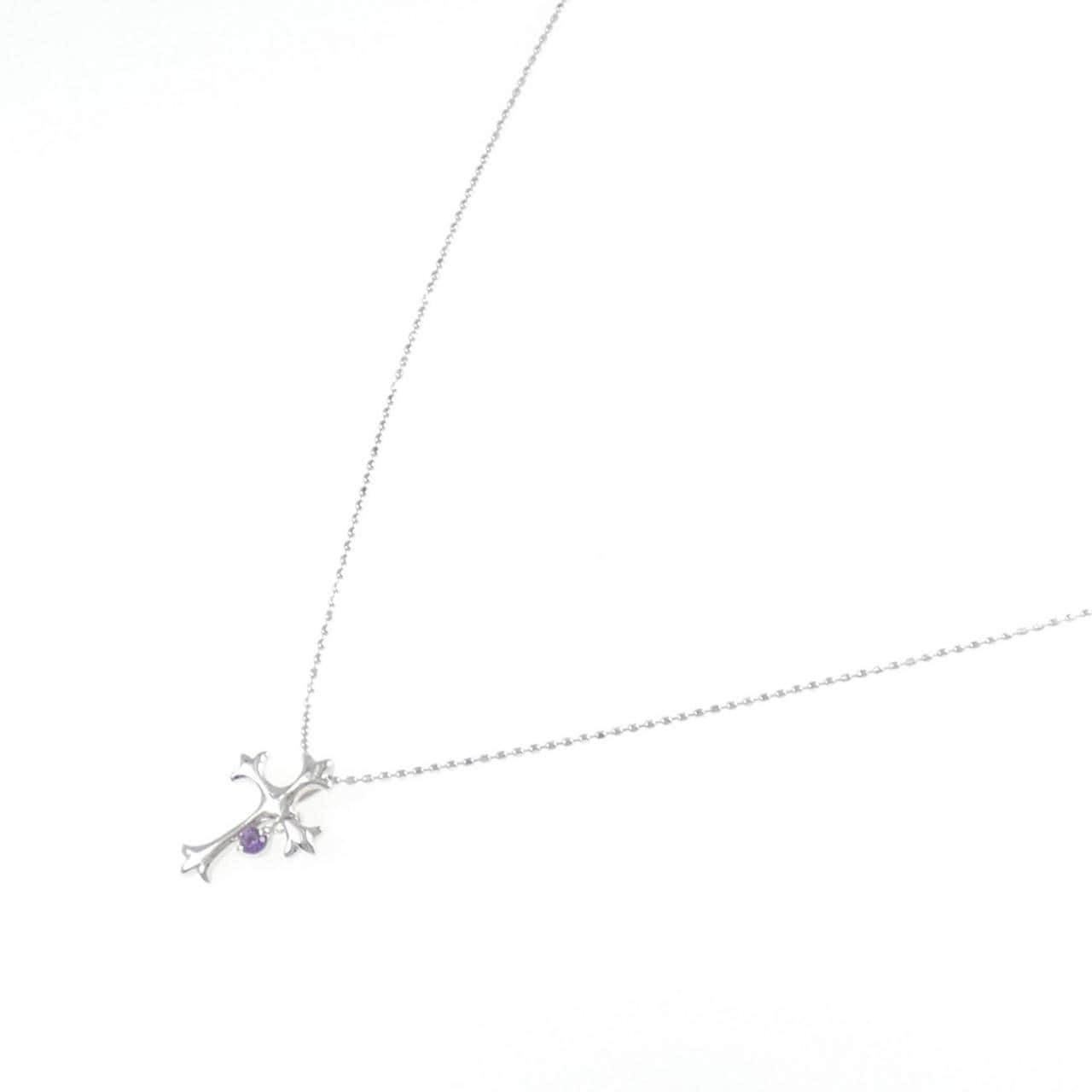 K18WG クロス アメジスト ネックレス