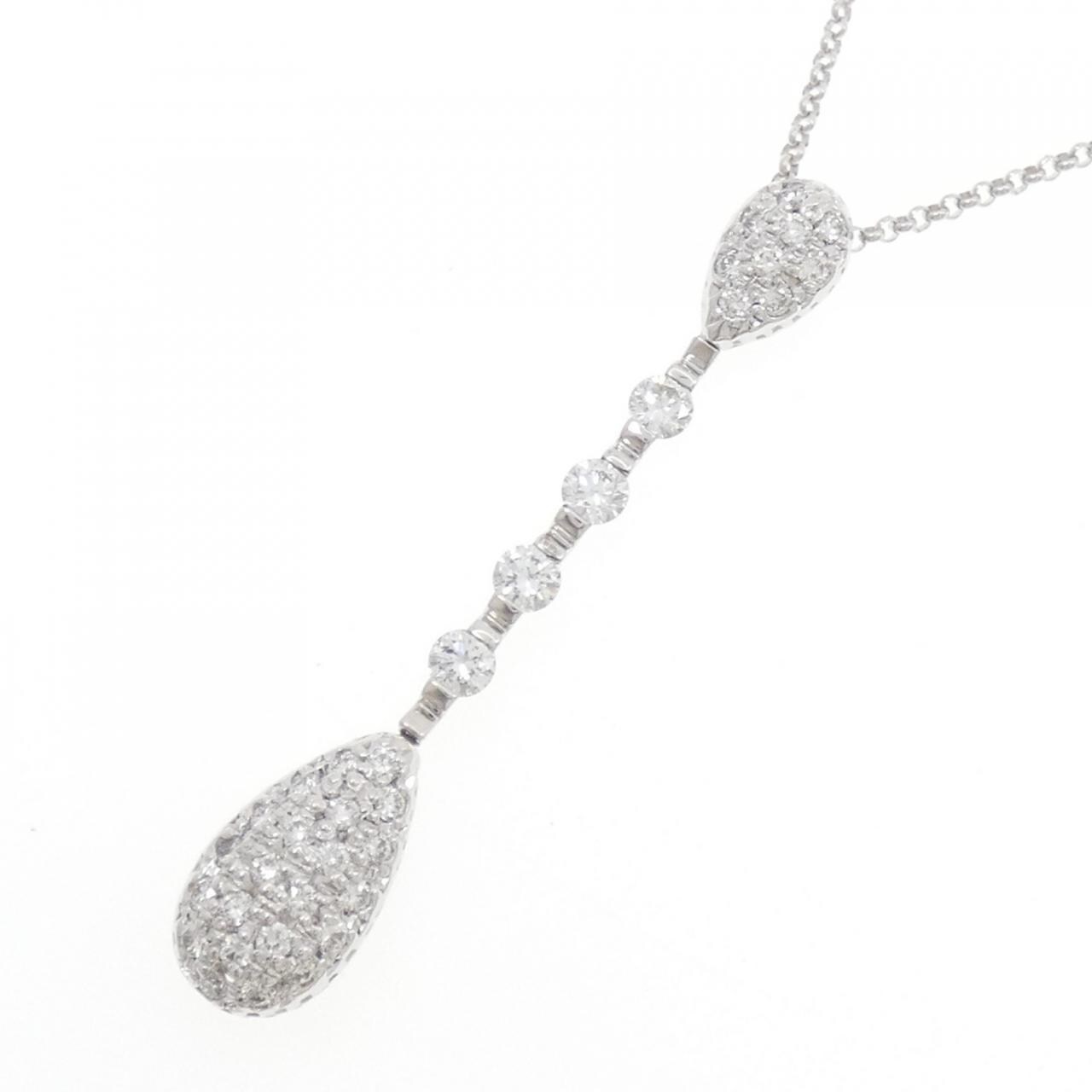 K18WG パヴェ ダイヤモンド ネックレス 1.00CT