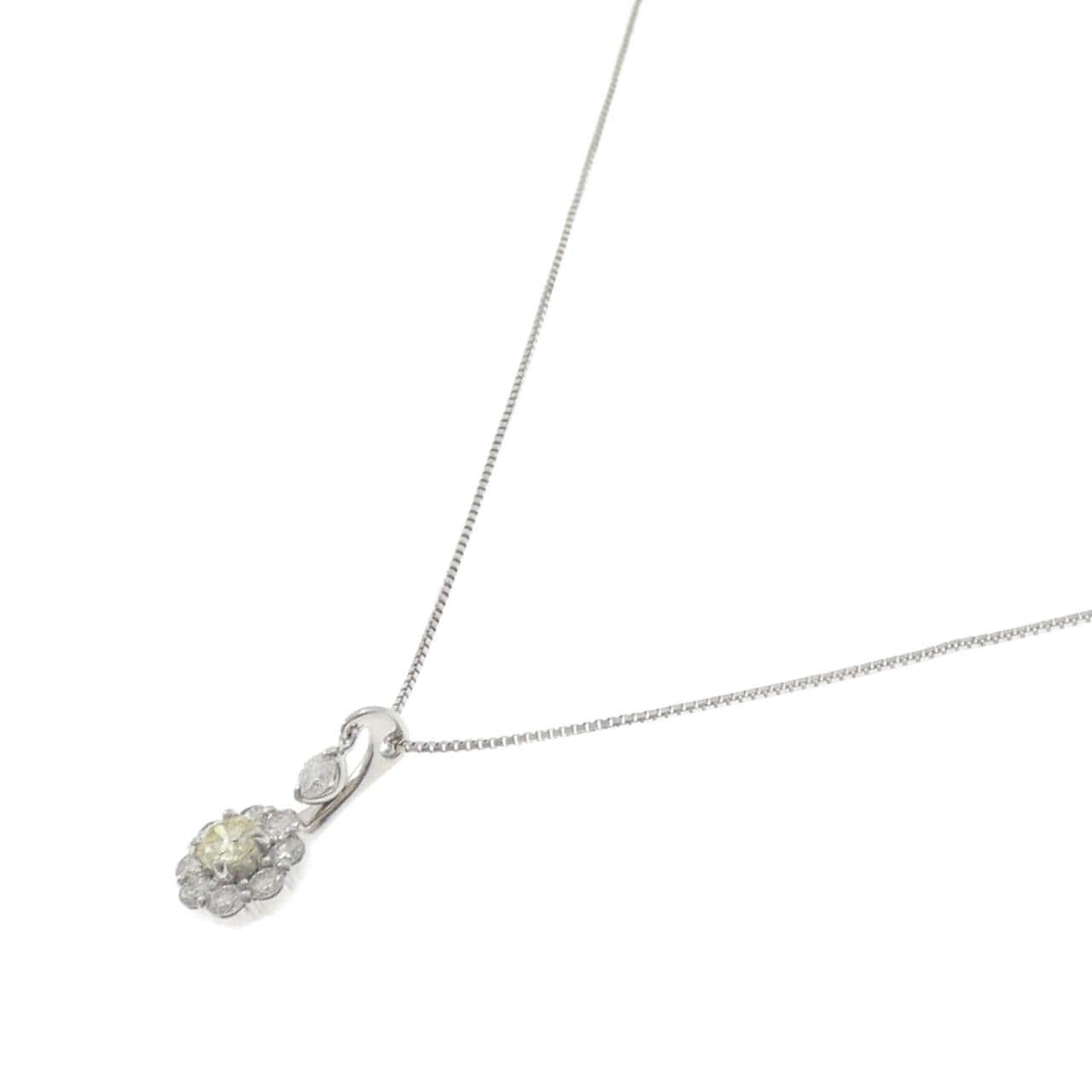 K18WG フラワー ダイヤモンド ネックレス 0.257CT