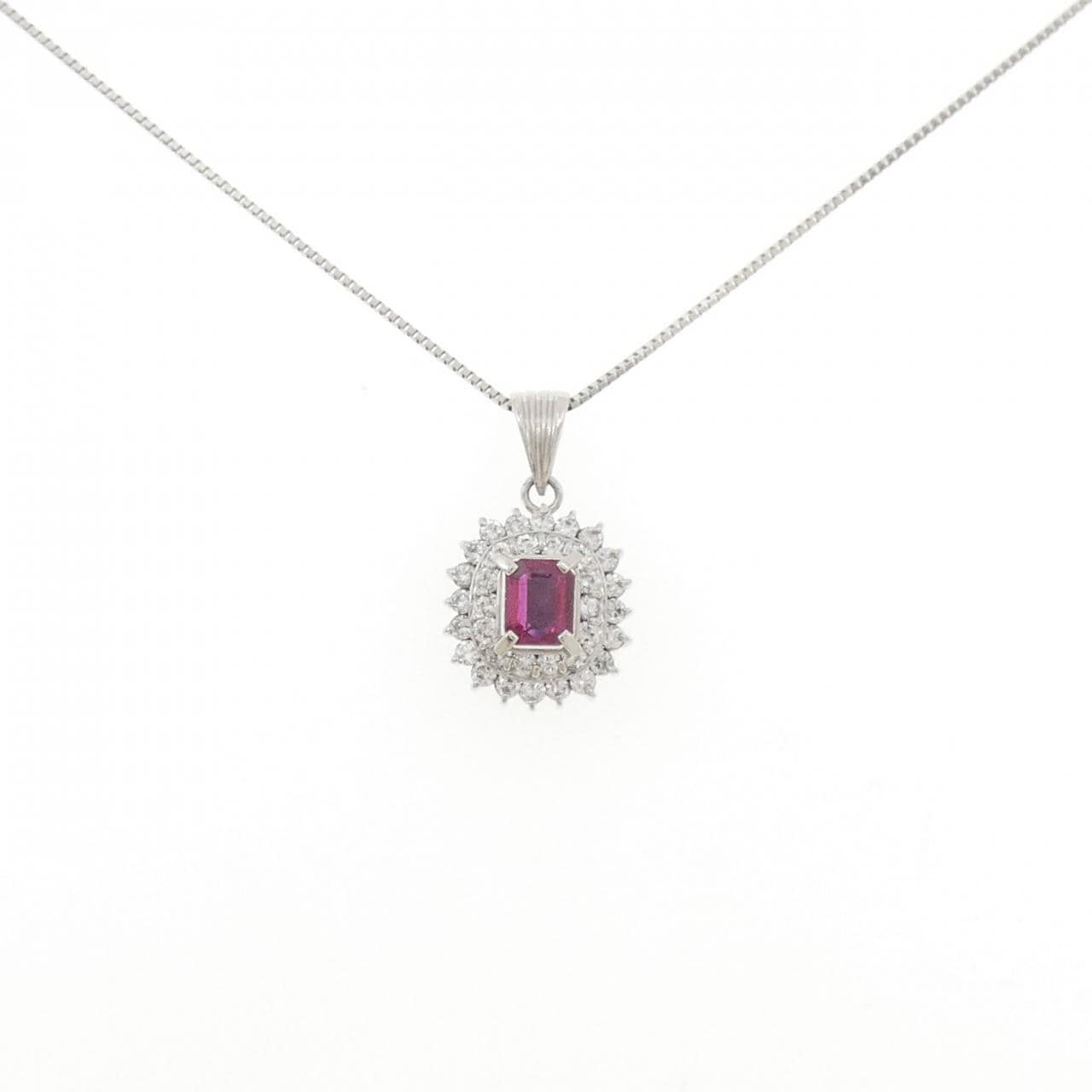 PT900/PT850 ルビー ネックレス 0.52CT