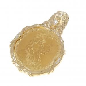 K18YG(枠) ダイヤモンド コイン ペンダント 0.26CT