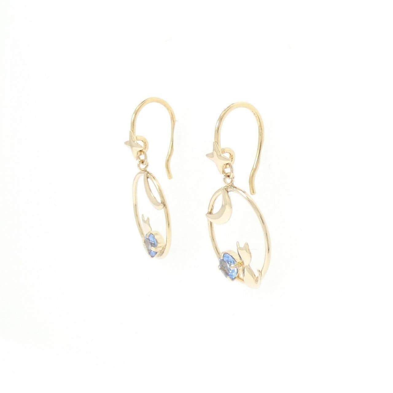 K18YG/K10YG キャット 合成クオーツ ピアス