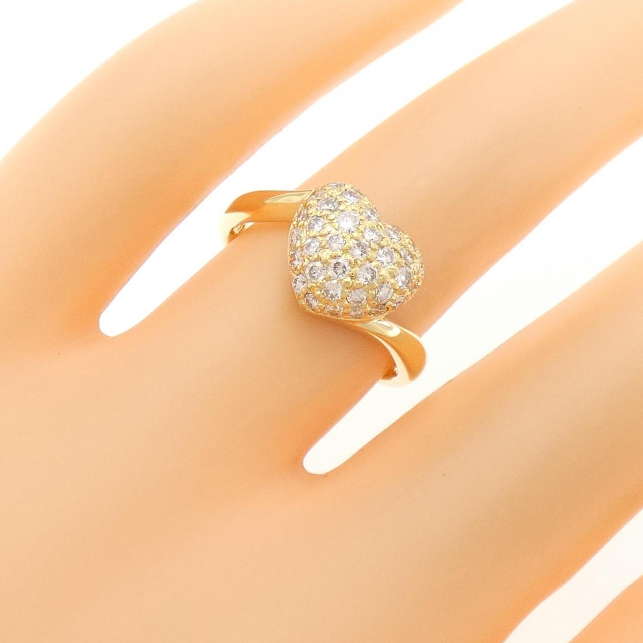 750YG ハート パヴェ ダイヤモンド リング 0.49CT