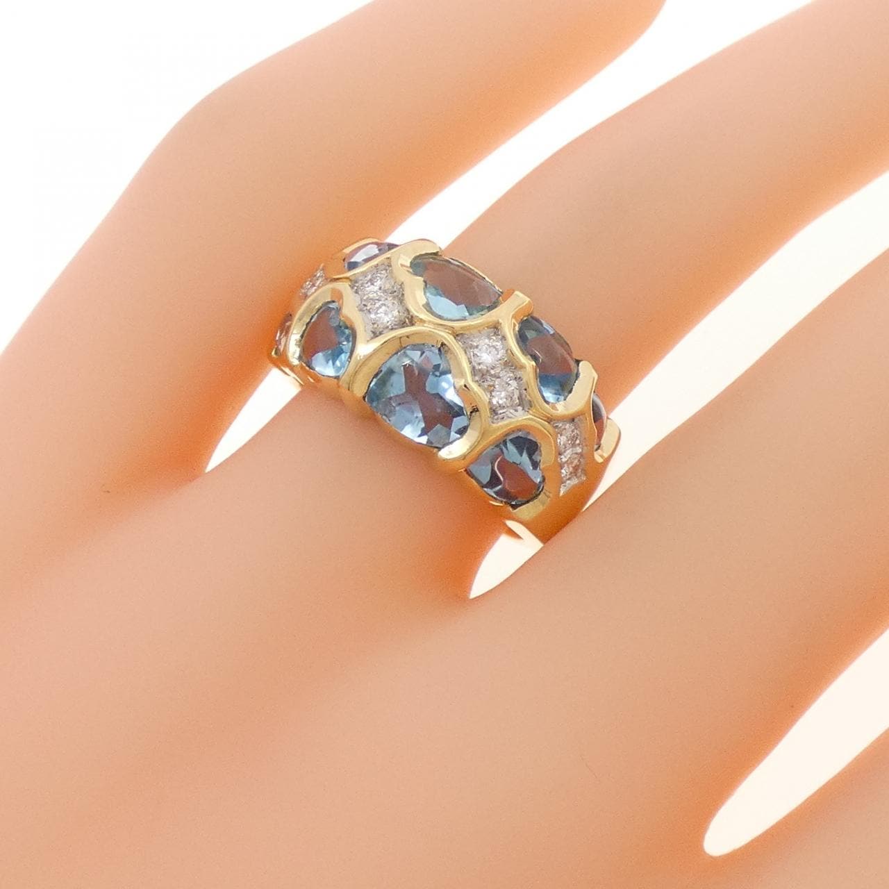 K18YG/K18WG ブルートパーズ リング 2.89 CT