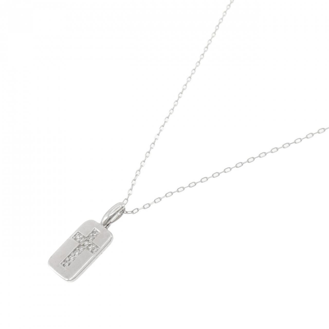 K18WG クロス ダイヤモンド ネックレス 0.10CT