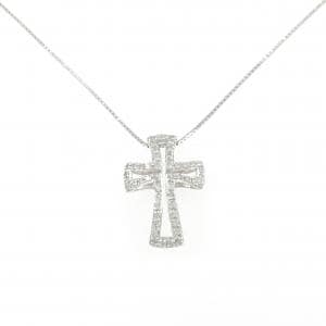 K18WG クロス ダイヤモンド ネックレス 0.30CT