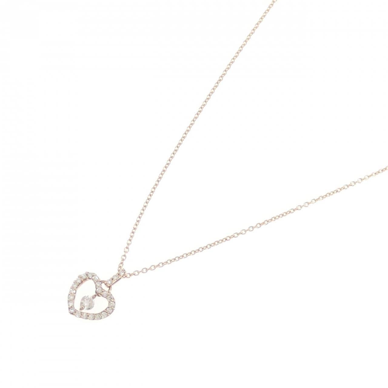 K18PG ハート ダイヤモンド ネックレス 0.18CT