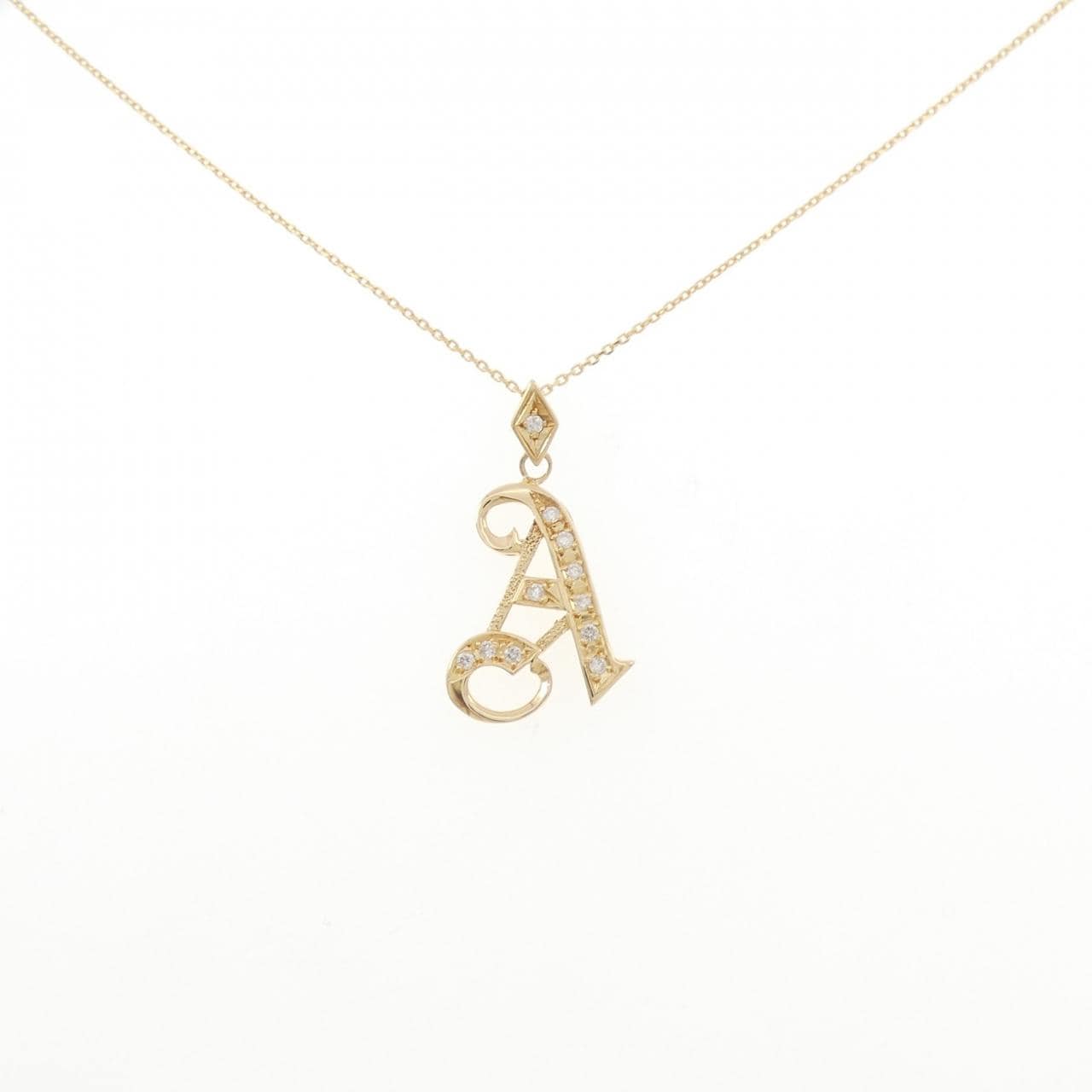 K18YG イニシャルA ダイヤモンド ネックレス 0.10CT