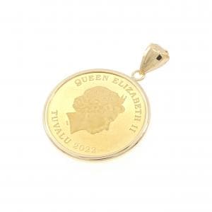 K18YG (框) 硬币吊坠