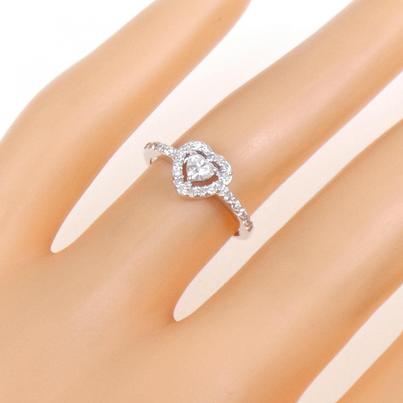K14WG ハート ダイヤモンド リング 0.122CT