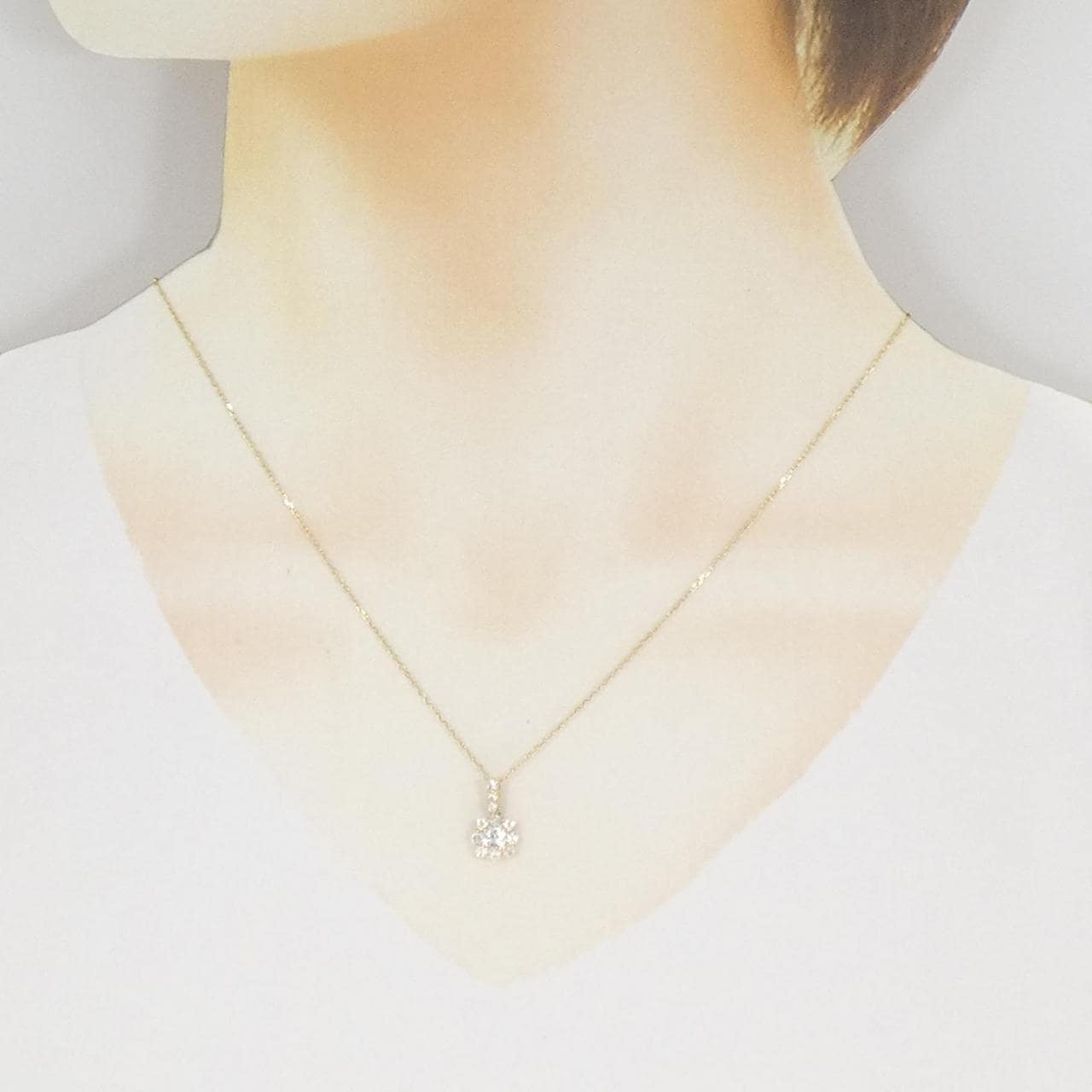 K18YG フラワー ダイヤモンド ネックレス 0.50CT