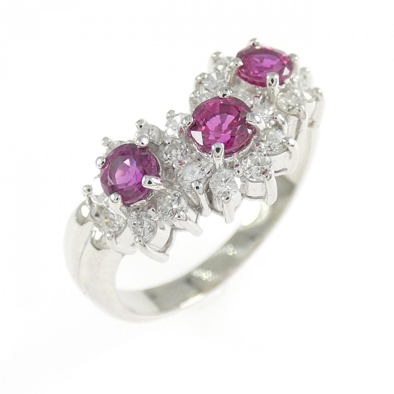 PT900 フラワー ルビー リング 0.73CT