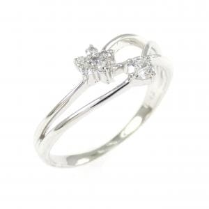 K18WG フラワー ダイヤモンド リング 0.06CT