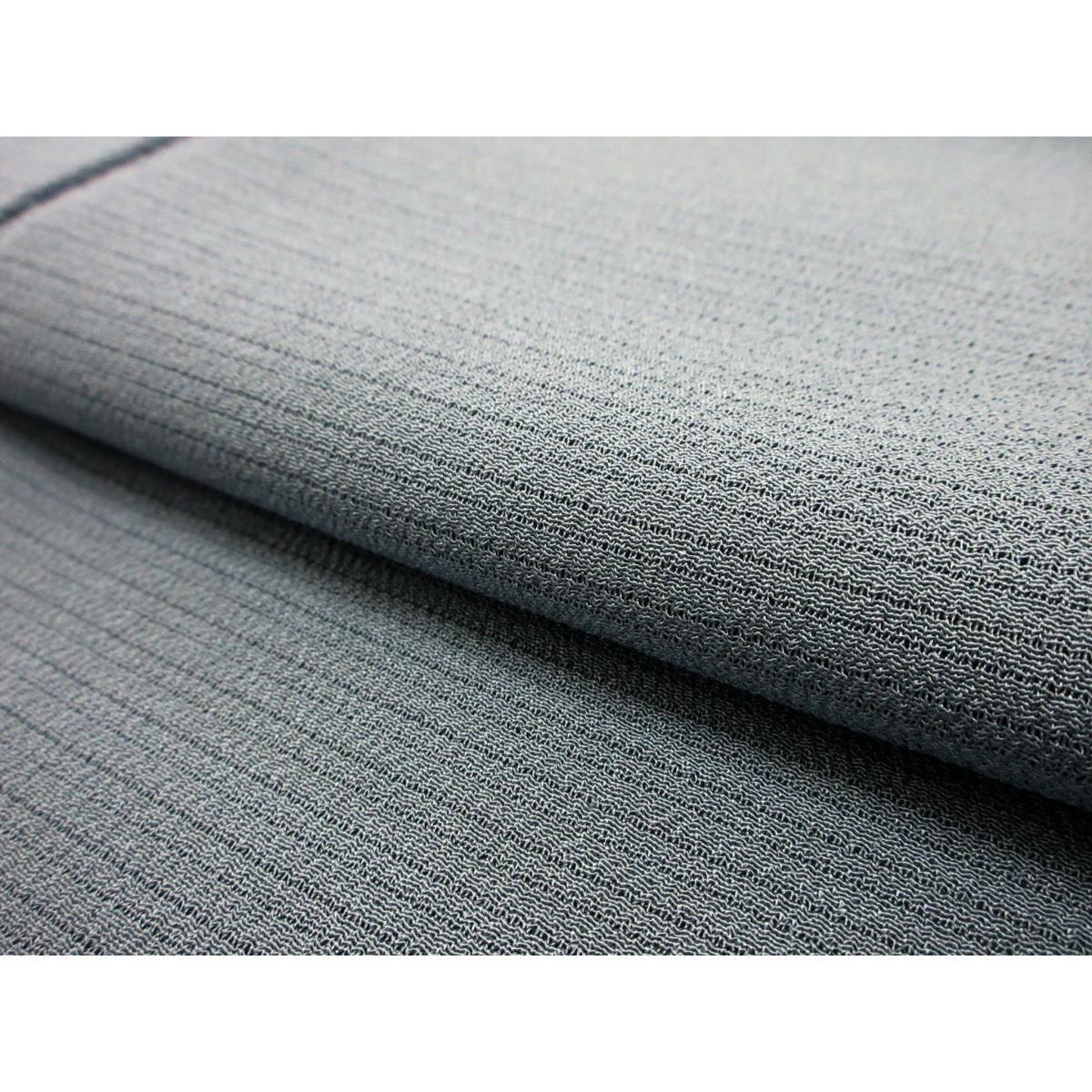 【未使用品】単衣　絽ちりめん色無地　丸に三ツ鱗