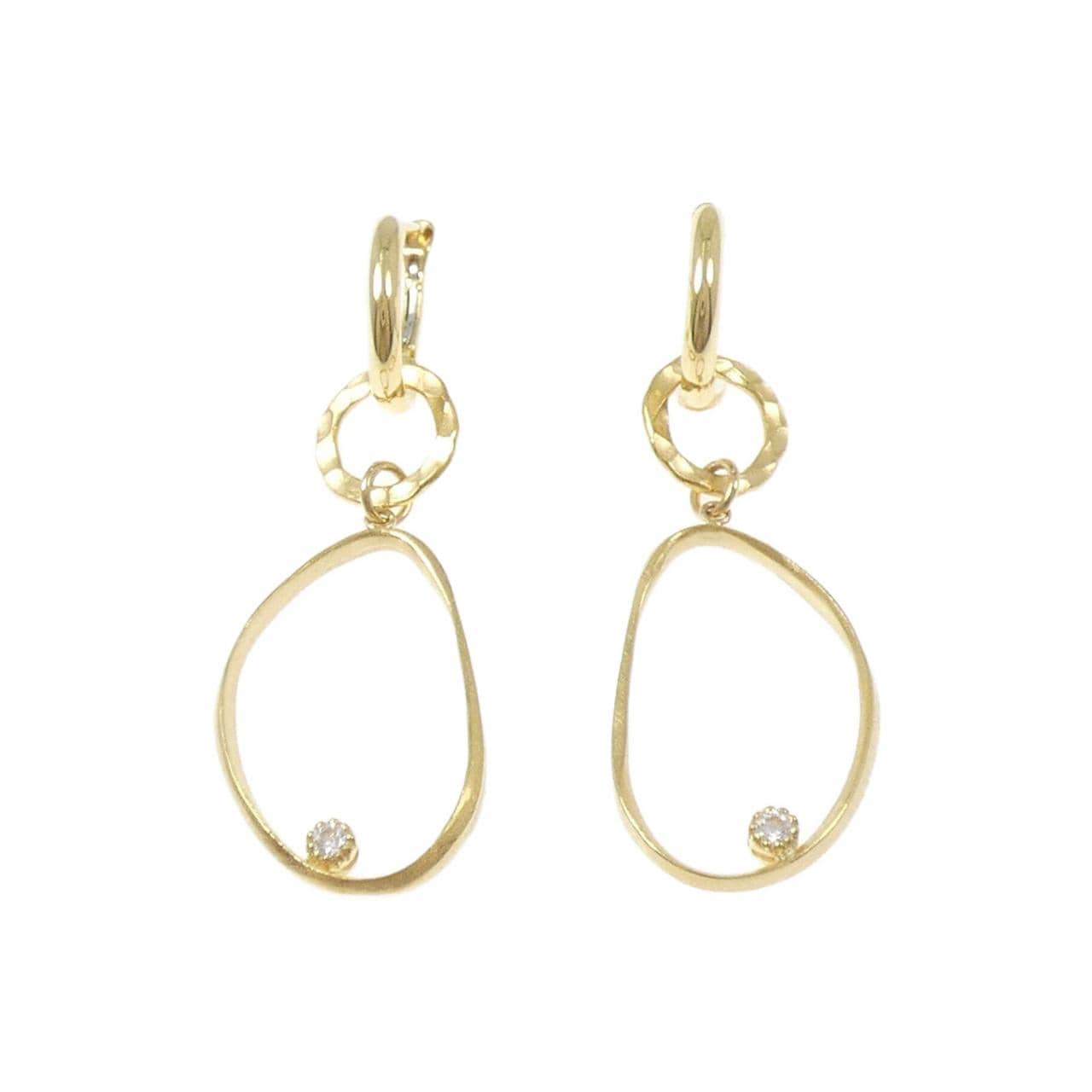 750YG/K18YG 2WAY ダイヤモンド ピアス 0.074CT