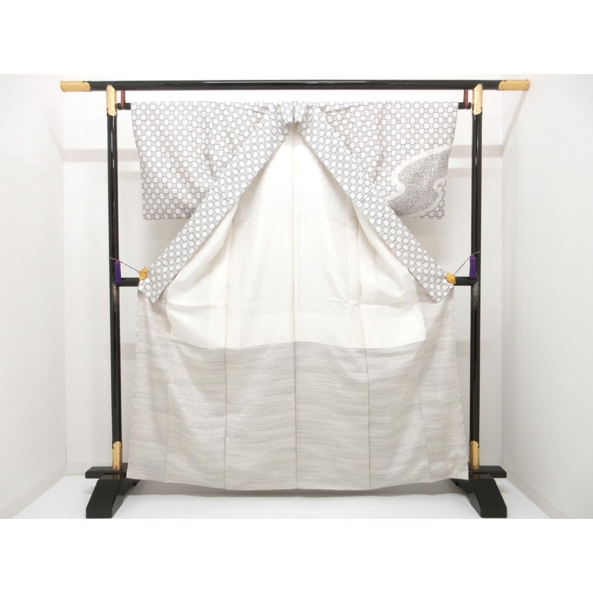 訪問着　紬織　柿渋染　ぜんまい入り