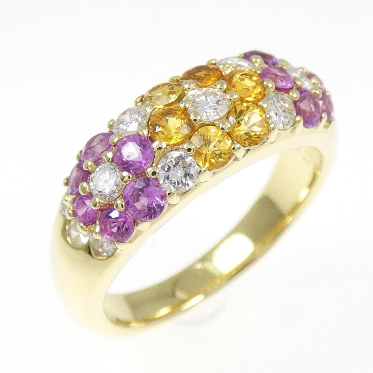 K18YG フラワー サファイヤ リング 1.37CT