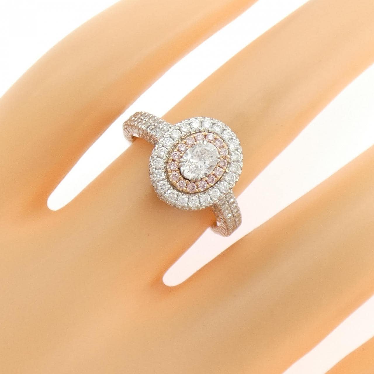 PT950/K18PG ダイヤモンド リング 0.300CT D VS2 オーバルカット