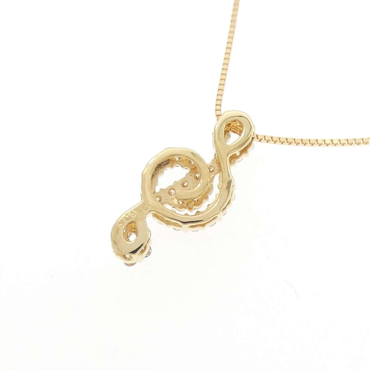 K18YG ト音記号 ダイヤモンド ネックレス 0.30CT