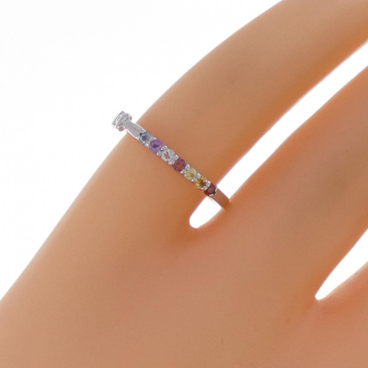 K10WG リボン カラーストーン リング