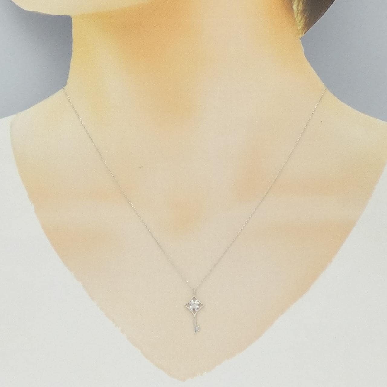 K10WG キー ダイヤモンド ネックレス 0.02CT