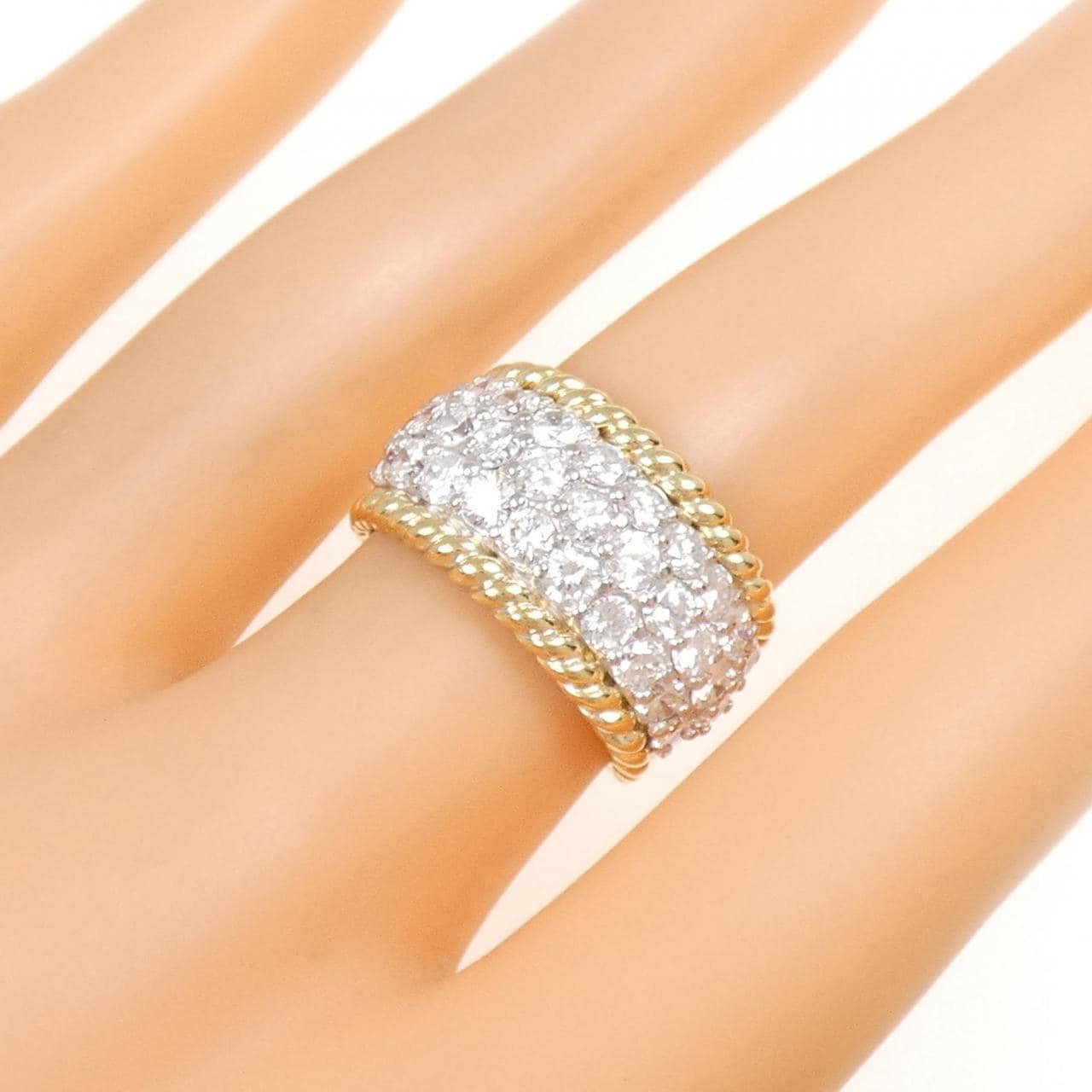 K18YG/PT900 パヴェ ダイヤモンド リング 2.37CT
