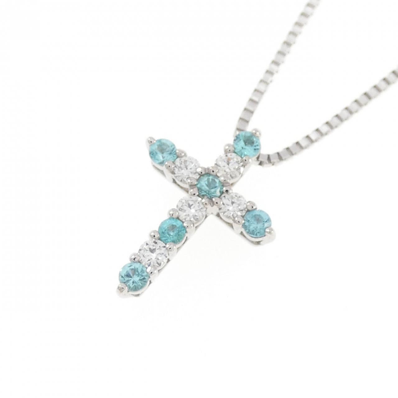 K18WG クロス トルマリン ネックレス 0.14CT