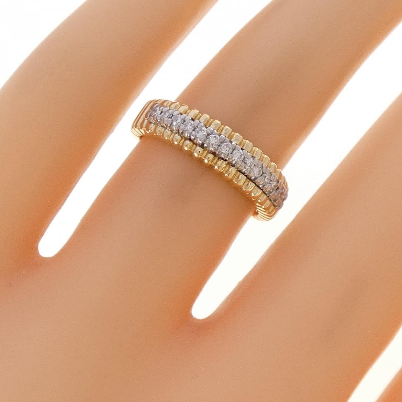K18YG/PT ダイヤモンド リング 0.14CT