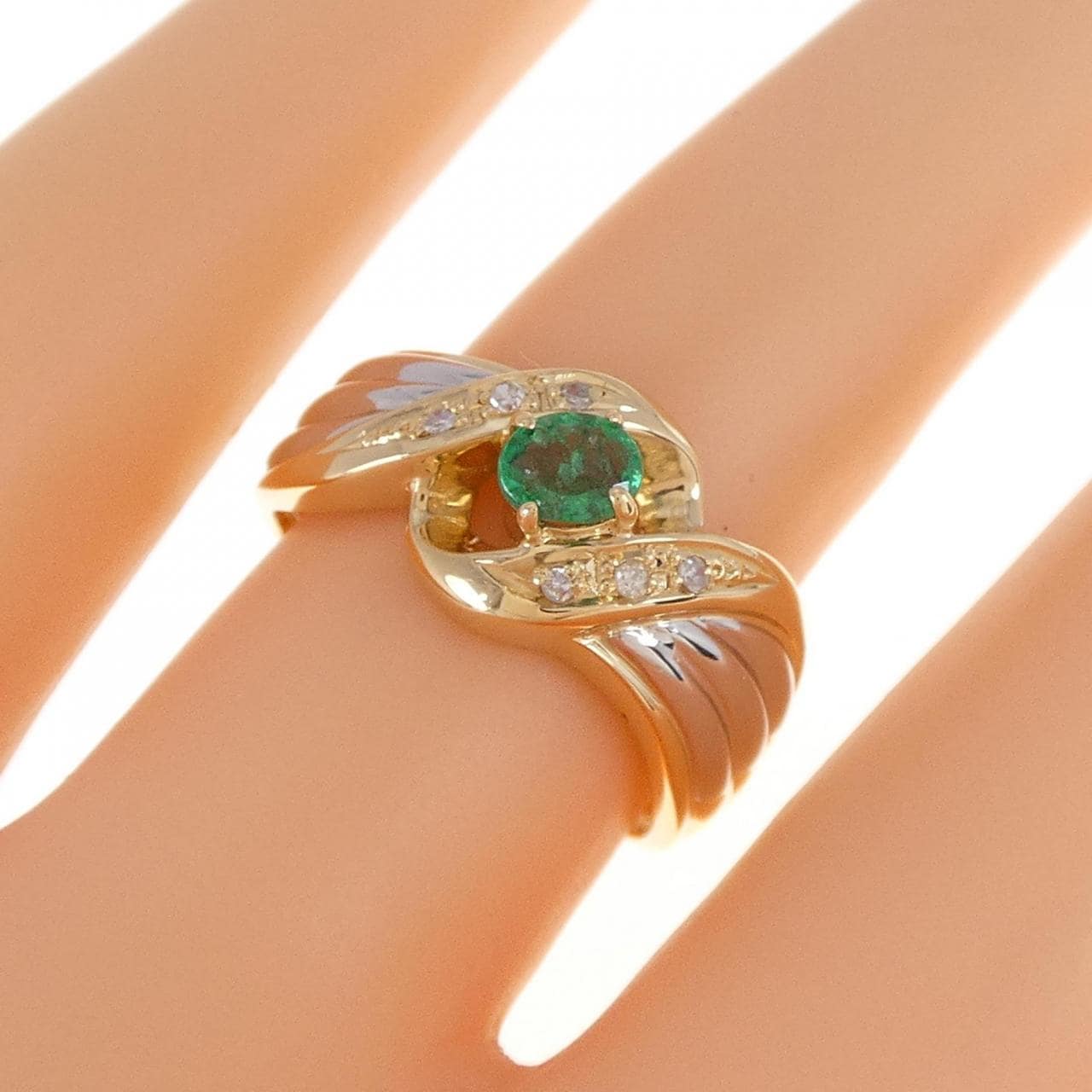 K18YG/PT emerald ring