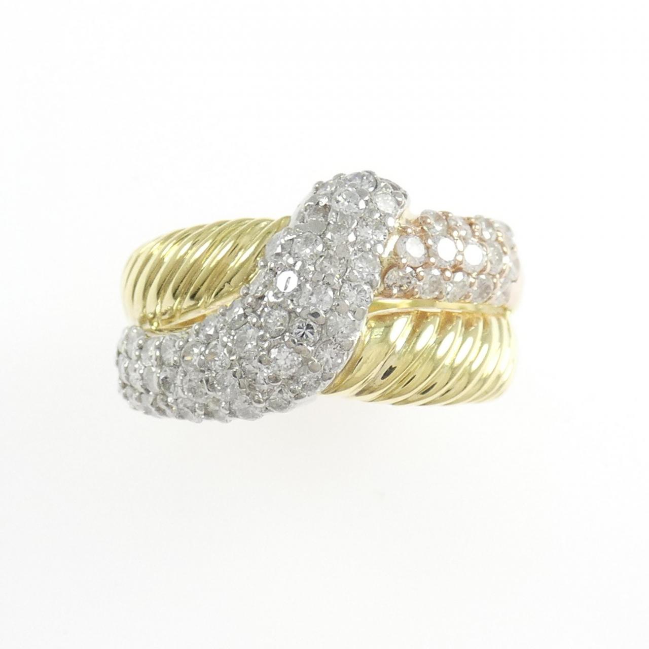 K18YG/PT900/K18PG ダイヤモンド リング 1.06CT