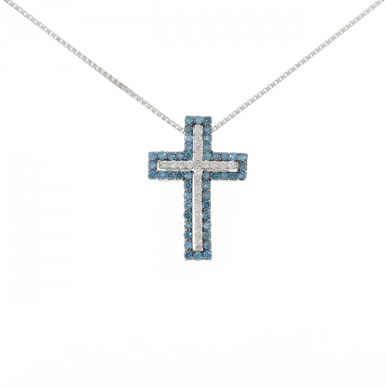 K18WG/K18BG 2WAY クロス ダイヤモンド ネックレス 0.50CT
