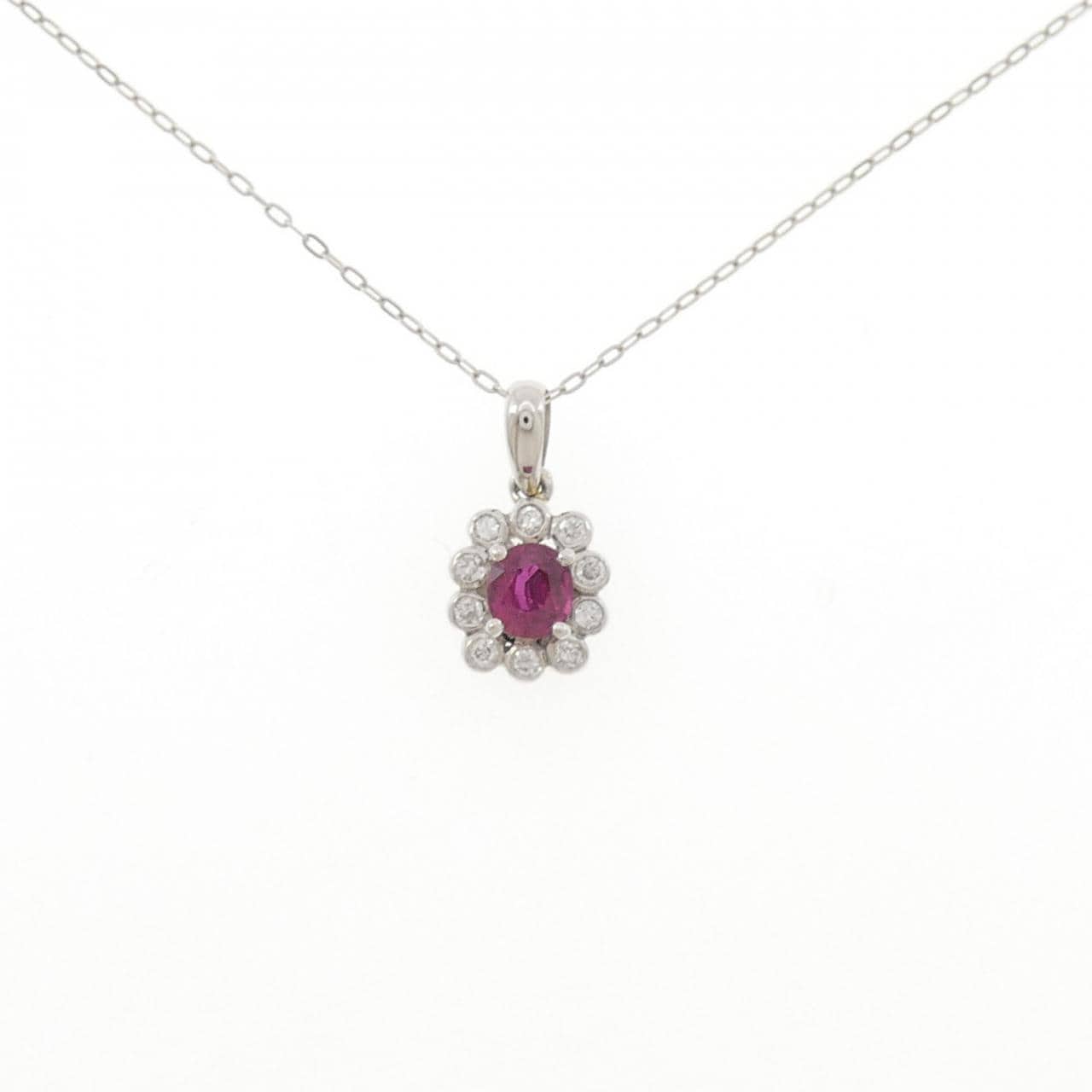 PT900/PT850 ルビー ネックレス 0.38CT