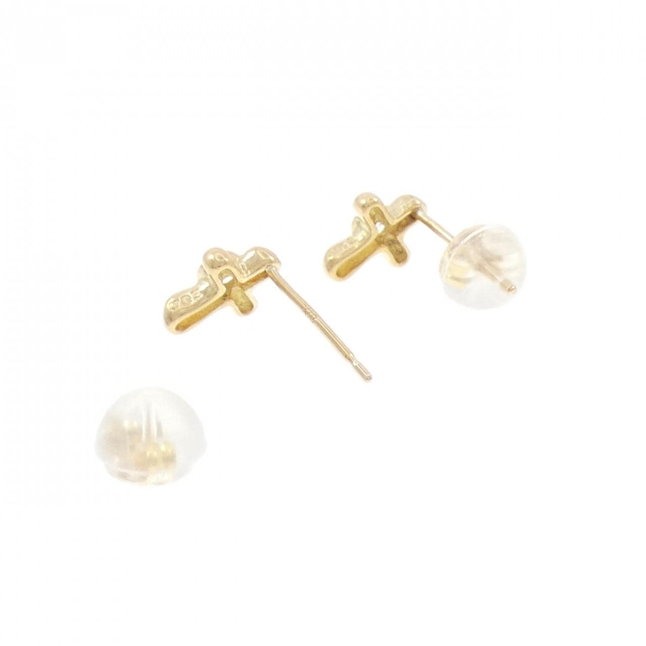 K18YG クロス ダイヤモンド ピアス 0.06CT