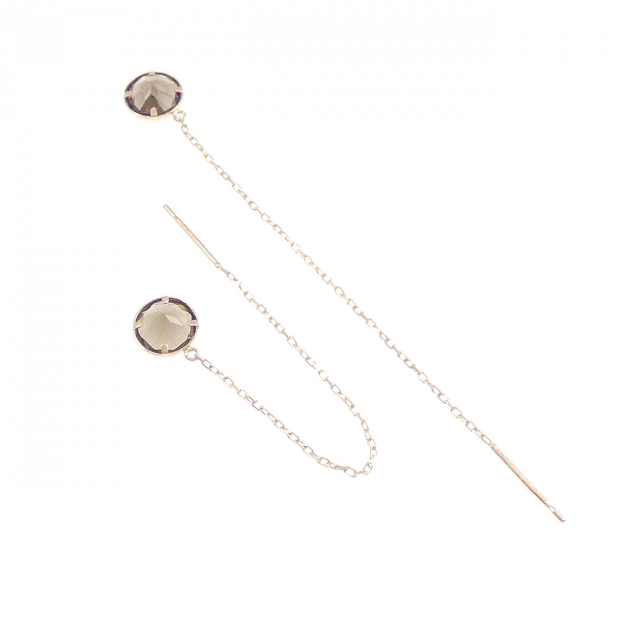 K18PG スモーキークオーツ ピアス 1.29CT