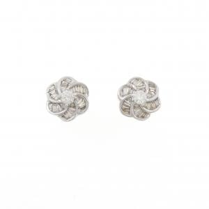 K18WG フラワー ダイヤモンド ピアス 0.50CT