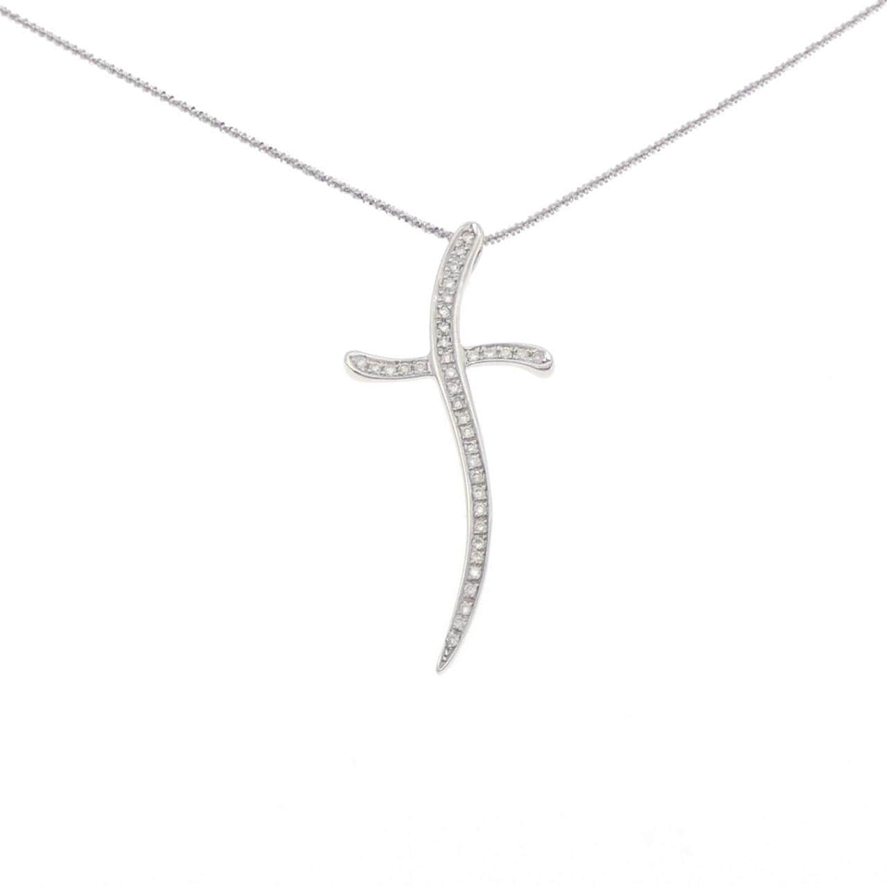 K18WG クロス ダイヤモンド ネックレス 0.50CT