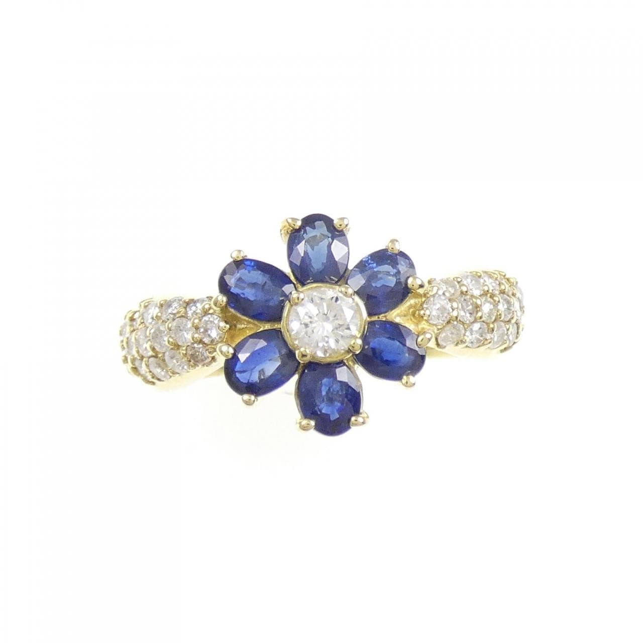 K18YG Flower Sapphire Ring 1.41CT