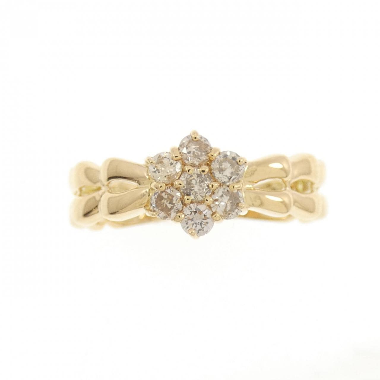 K18YG フラワー ダイヤモンド リング 0.30CT