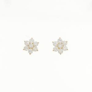 【リメイク】K18YG フラワー ダイヤモンド ピアス 0.60CT